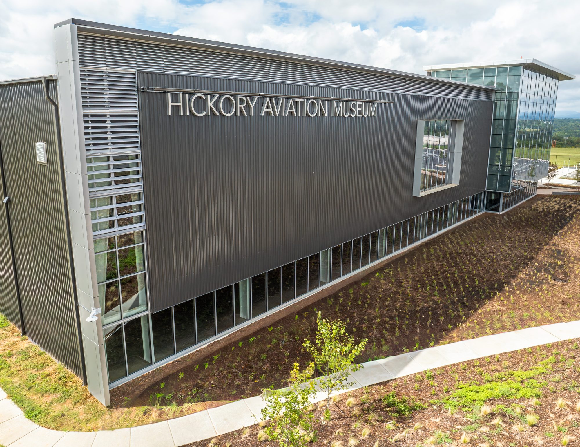 Aerial view of Hickory Aviation Museum at Hickory Regional Airport