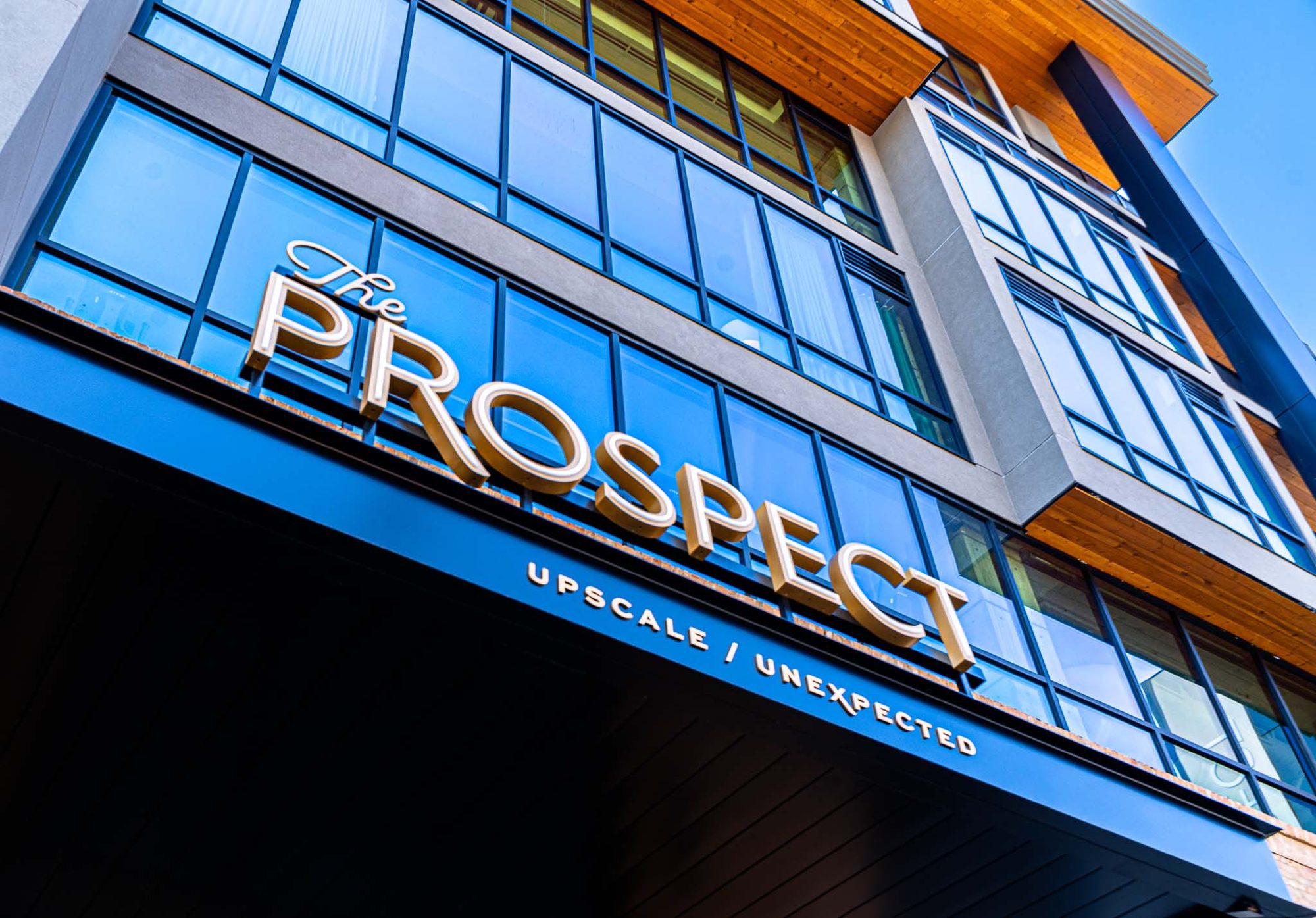 The Prospect signage over storefront glazing