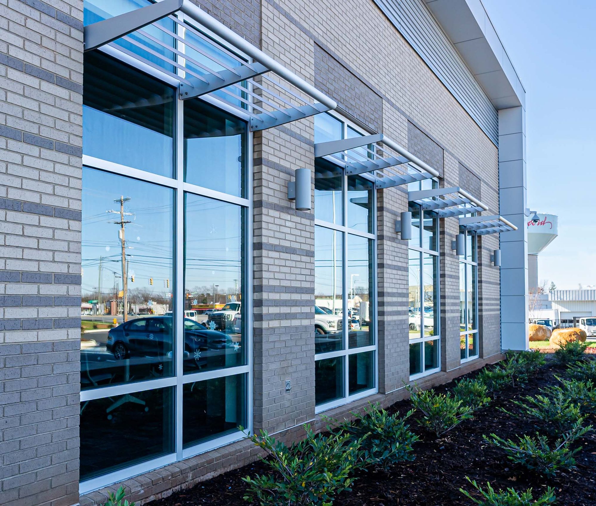 EFCO curtainwall with E-Shade sunshades at Cabarrus County EMS Headquarters