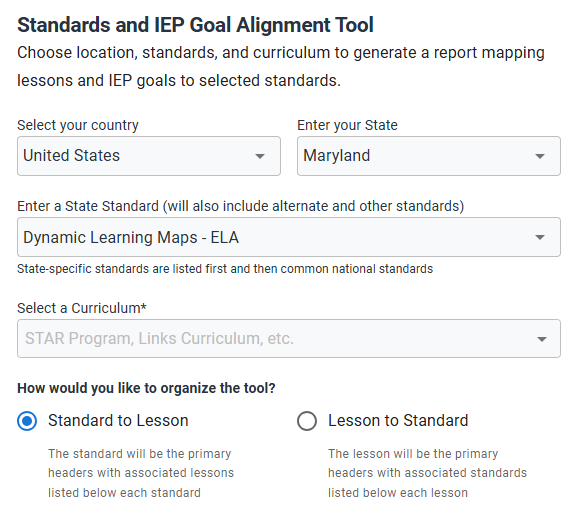 STAR Standards Tool
