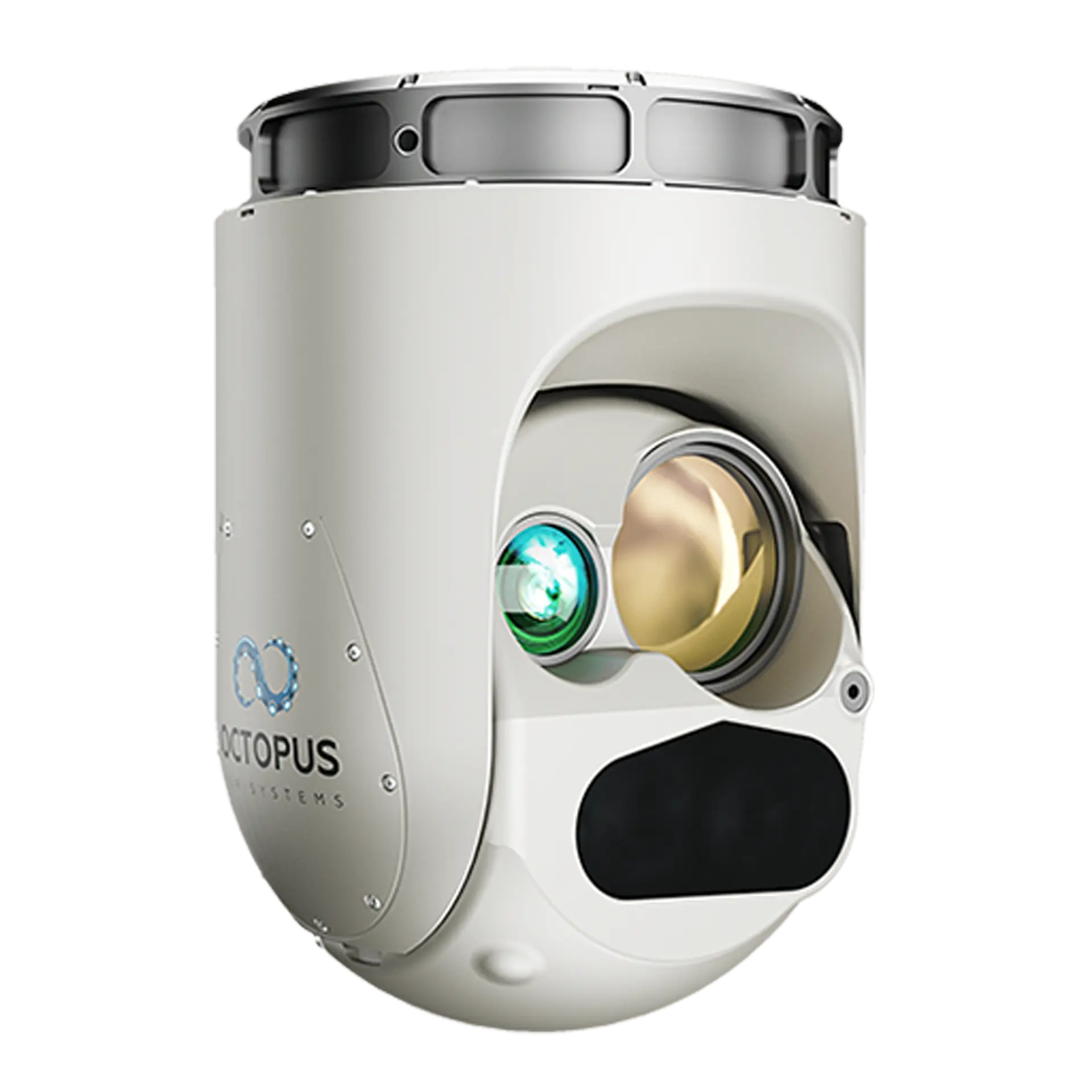 Camera Pack OHD95 — cream Octopus turret with a small green-coated lens beside a larger gold-tinted one