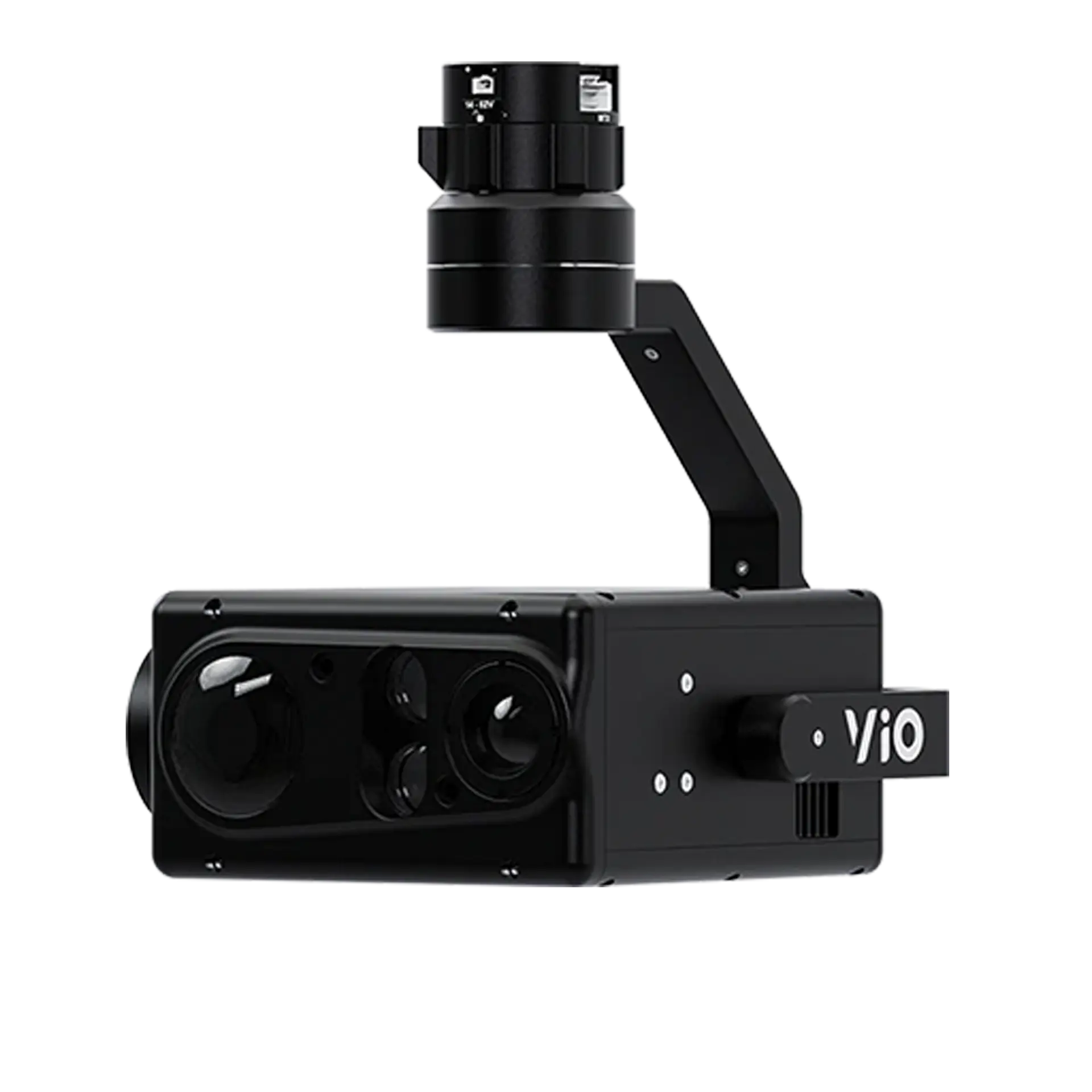 Camera Pack Blue SLAS — black ViO gimbal, cylindrical lens on a raised arm, sensor block with clustered lenses alongside