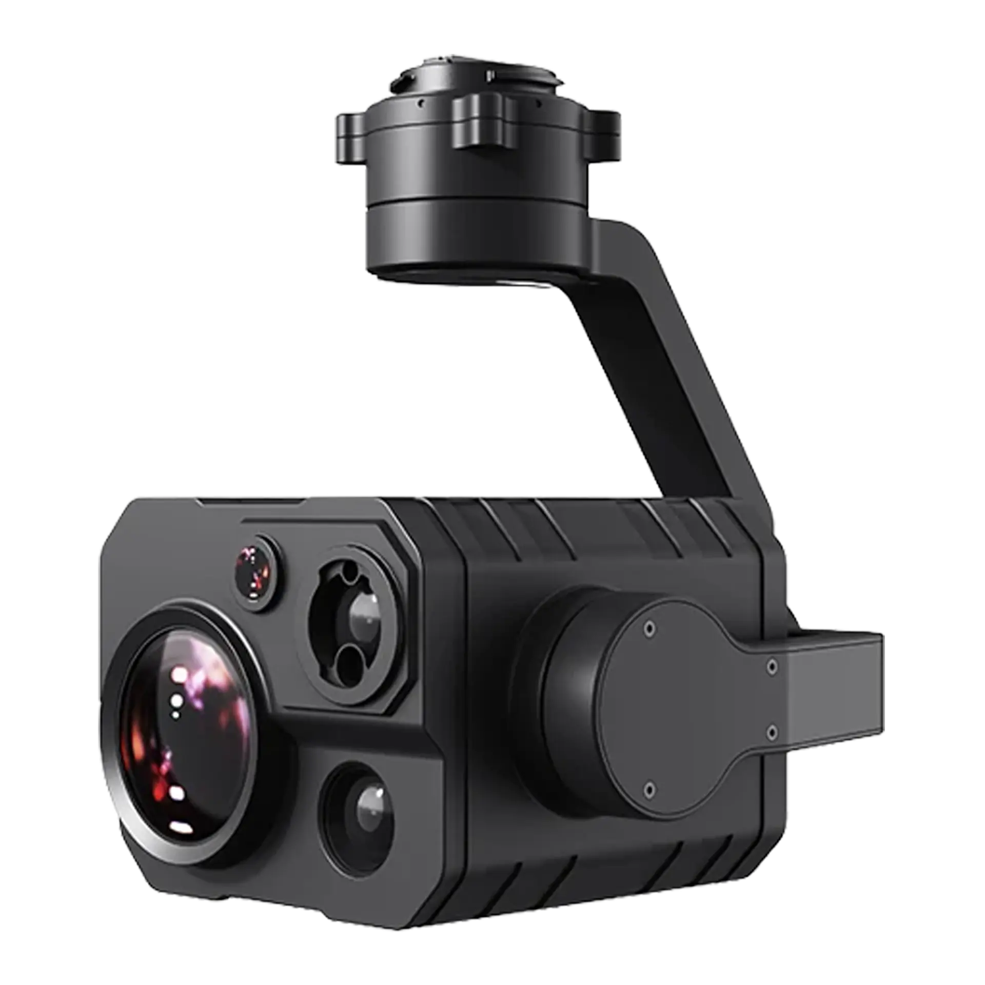 Camera Pack SLAS — ridged dark grey gimbal with a large front lens and three smaller apertures alongside