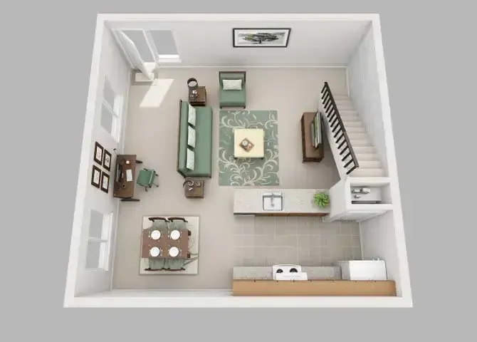 2 Bed / 1 Bath, 820 sq. ft.