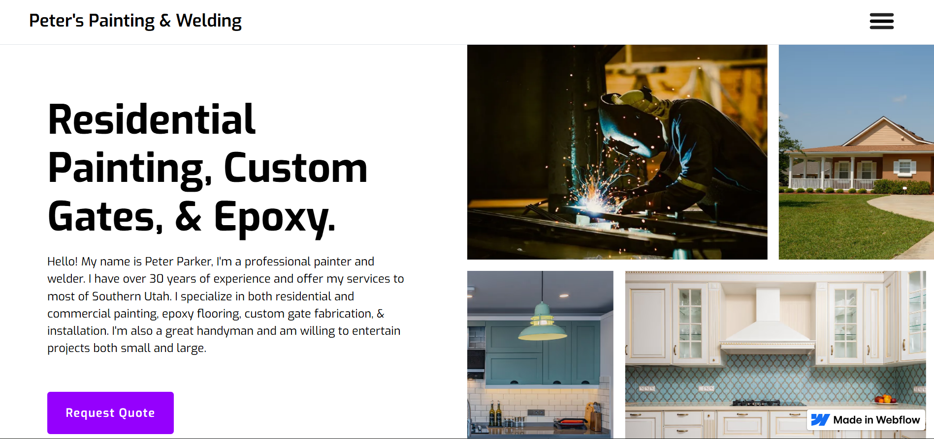 Preview thumbnail of the Peter's Painting & Welding website homepage