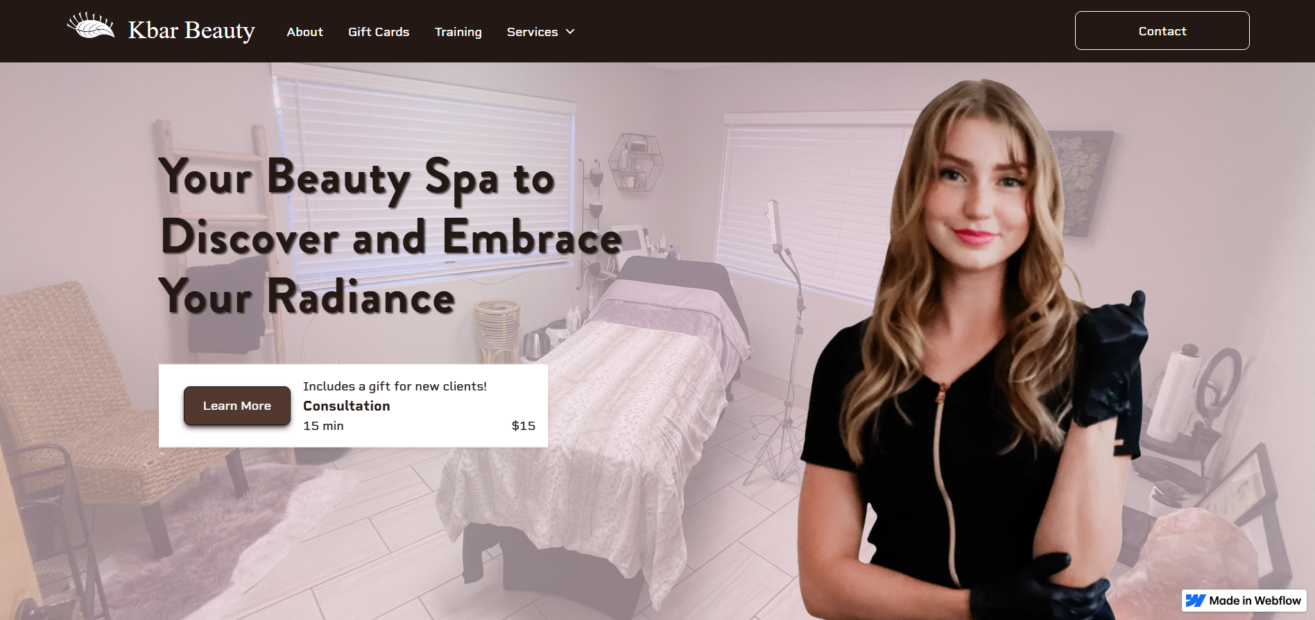 Preview thumbnail of the Kbar Beauty website homepage
