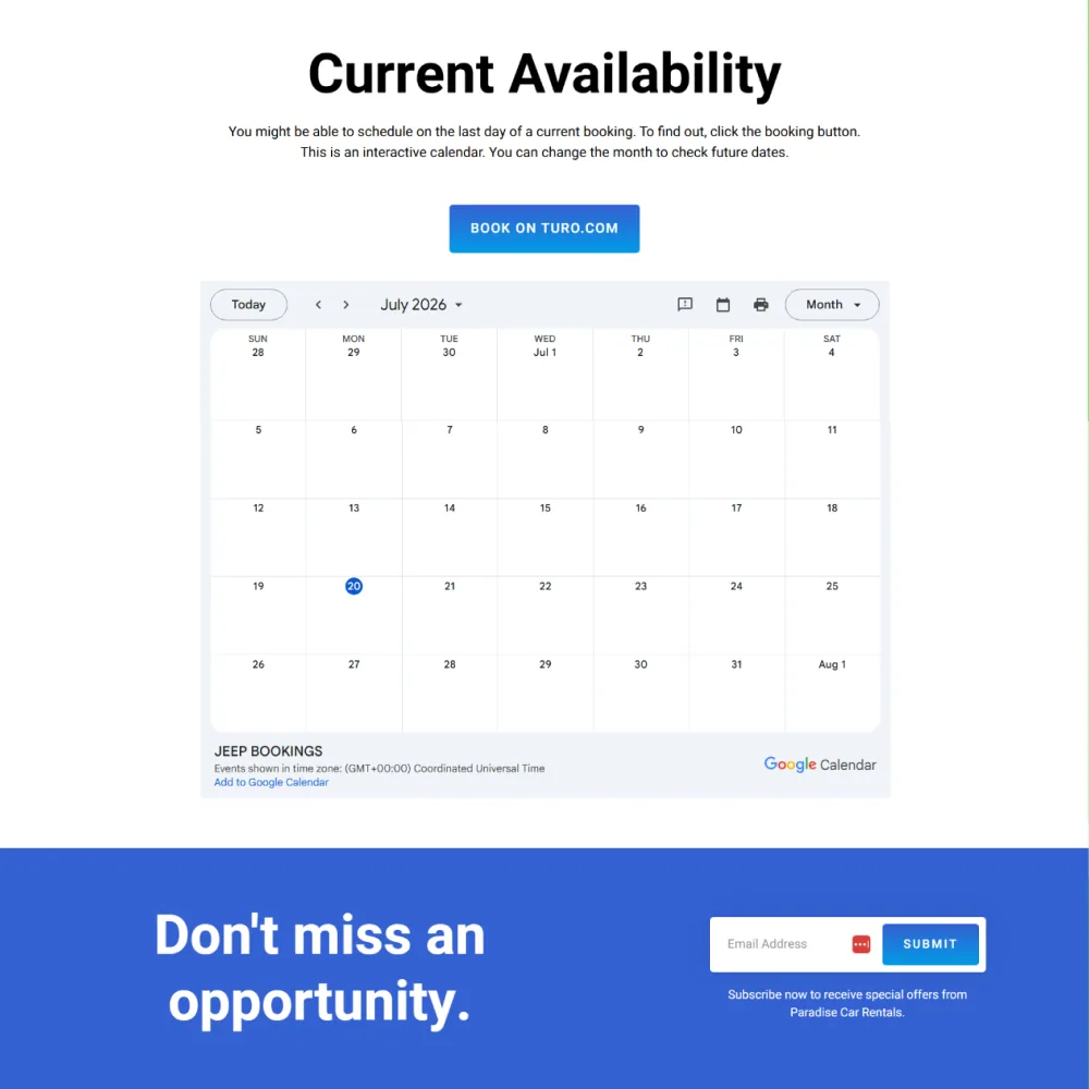 View the Paradise Car Rentals website case study