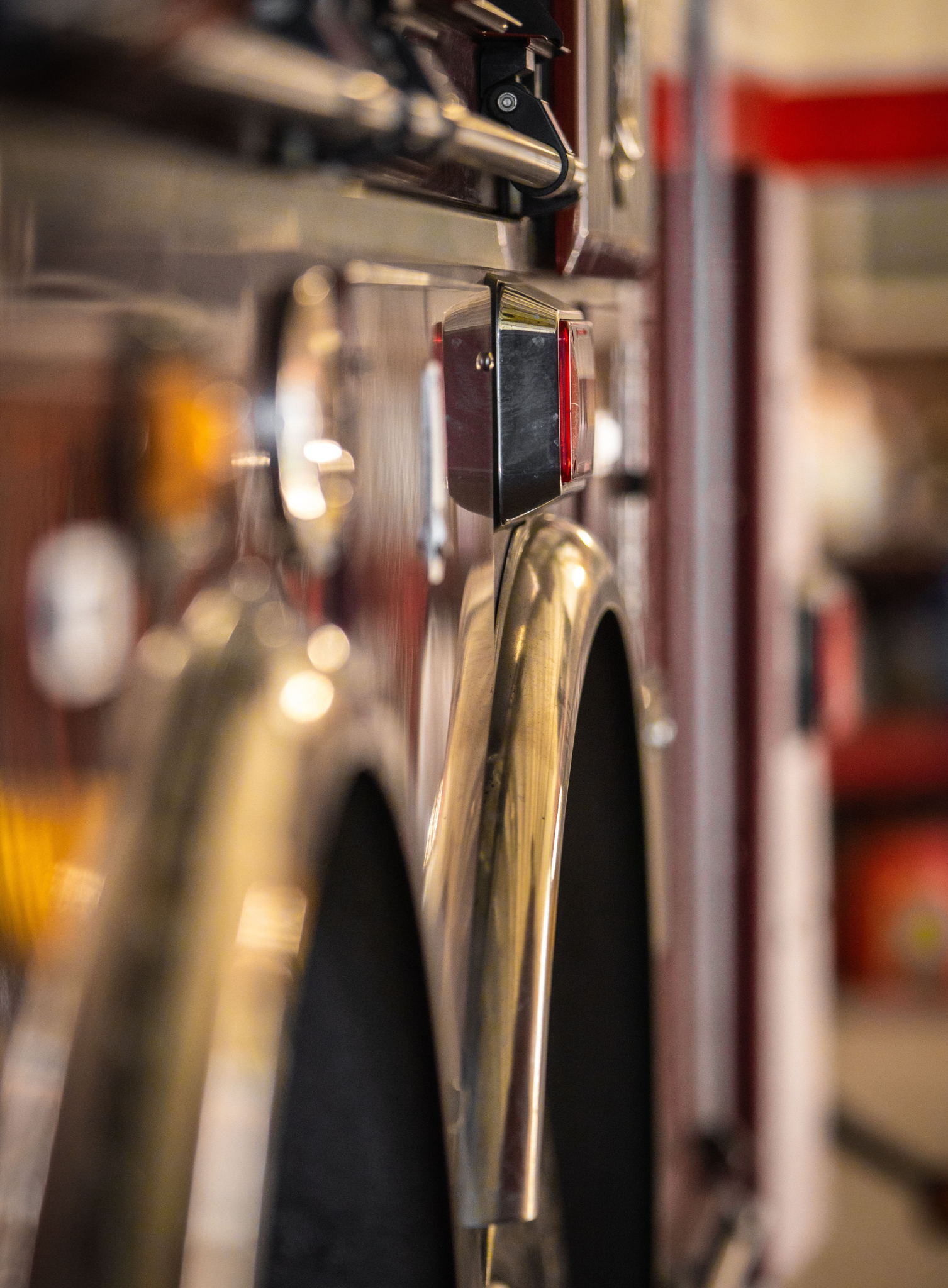 Fire apparatus equipment in a station bay