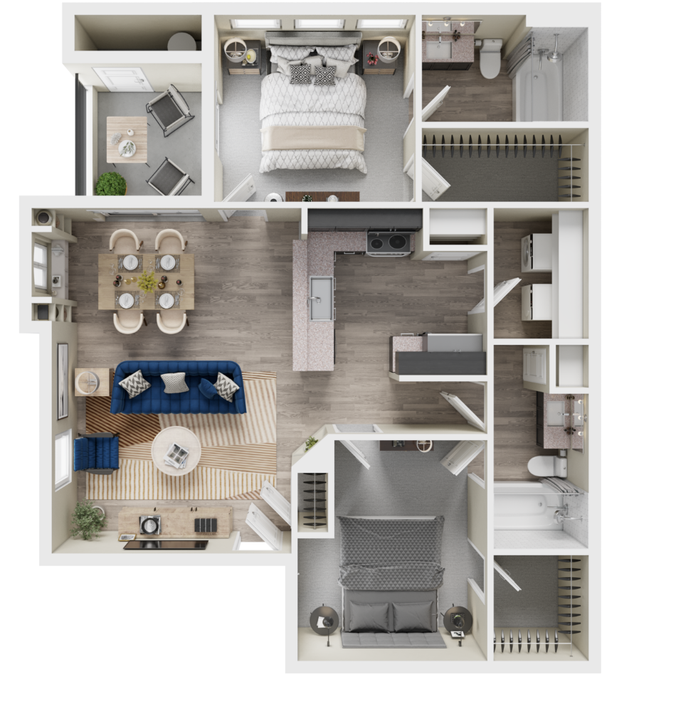 2 Bed / 2 Bath, 1269 sq. ft.