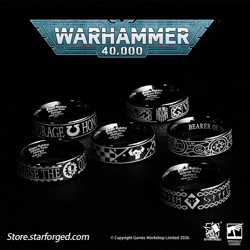 Warhammer 40K Orks & Fenrisian Wolves Leagues of Votann steel men's ring