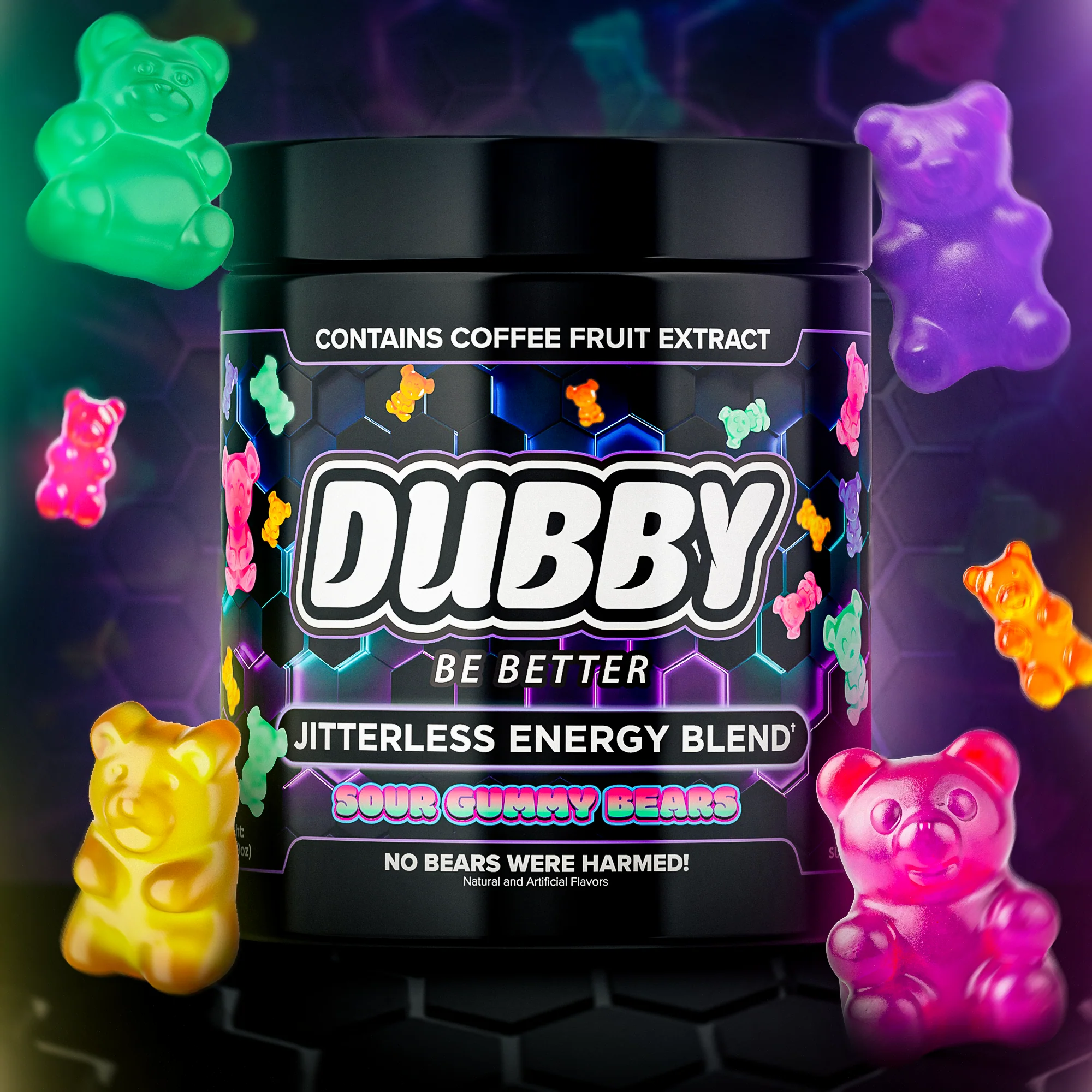 Dubby Sour Gummy Bear Energy Drink Tub