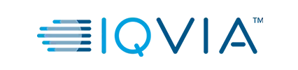IQVIA logo with blue gear icon and stylized text.