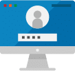Computer screen showing user login interface with username and password fields.