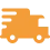 Orange delivery truck with green cargo on a transparent background.