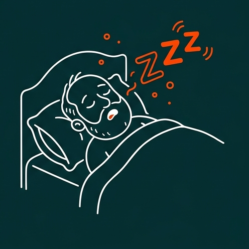 Illustration of a man snoring loudly on his back