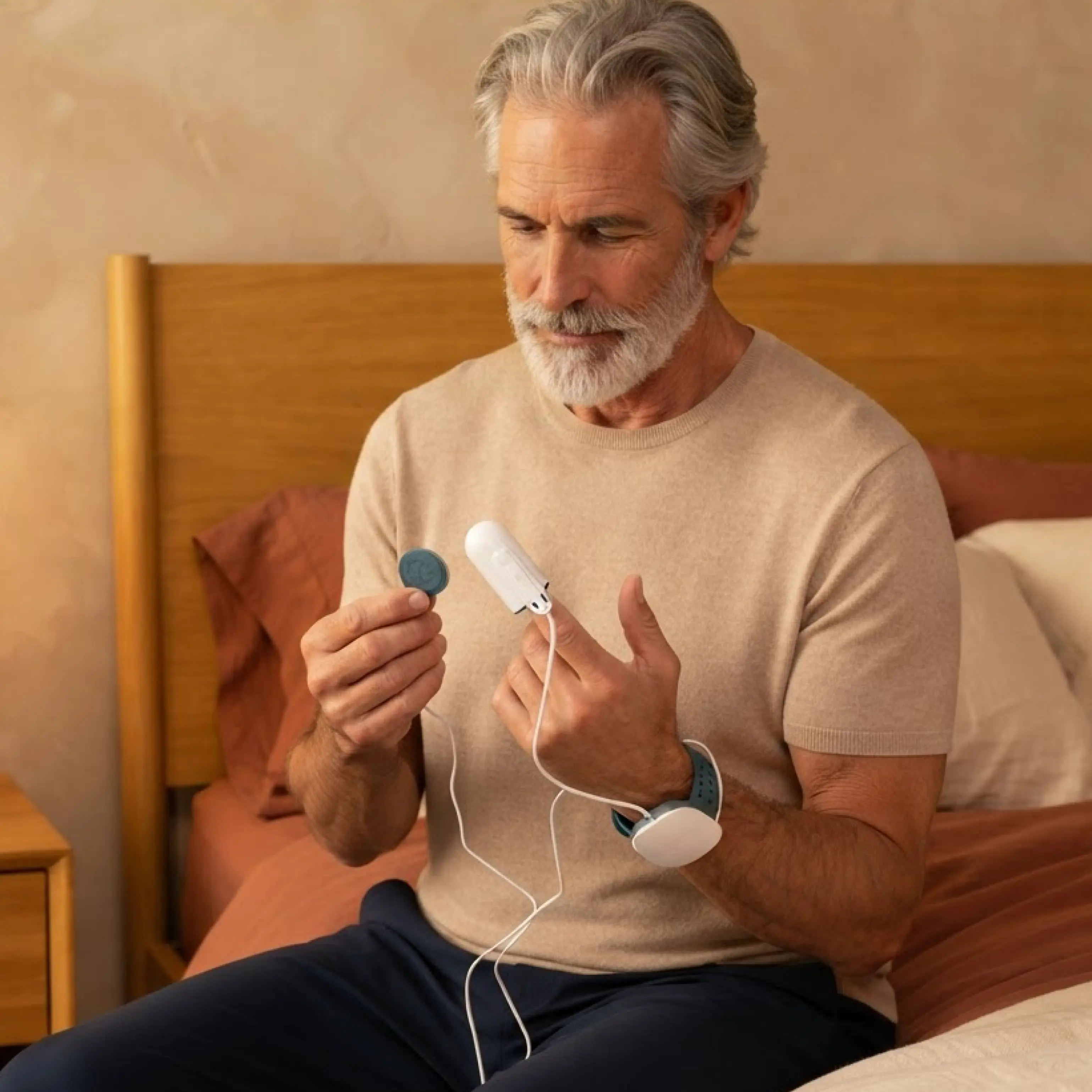 Person completing the Wesper sleep test at home
