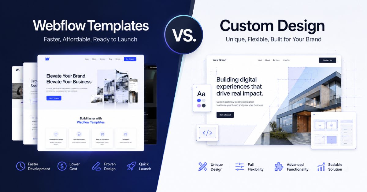 Webflow Templates vs. Custom Design: Which Is Better for Your Website?