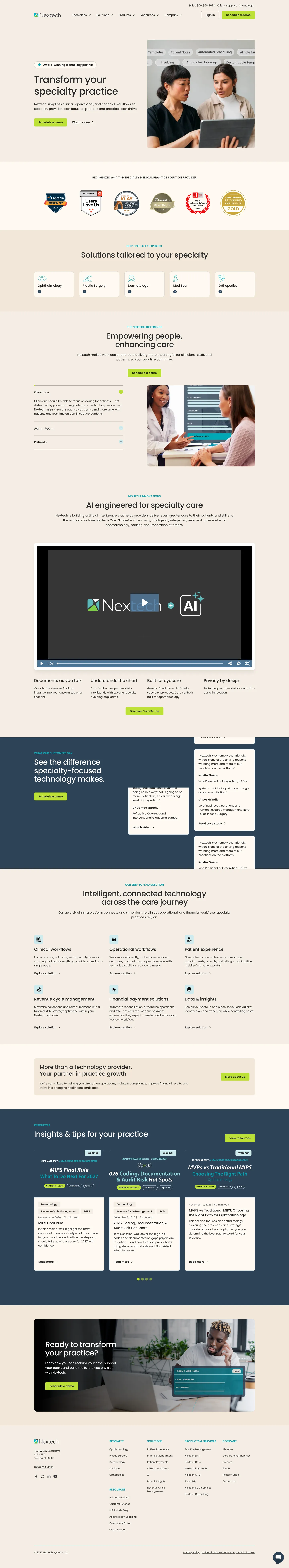 Nextech website homepage
