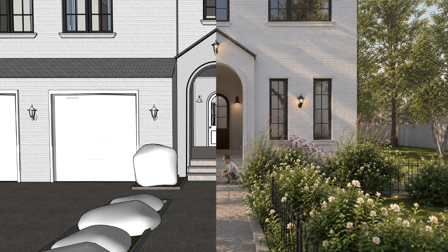 oakridge is a custom home house viewing the street