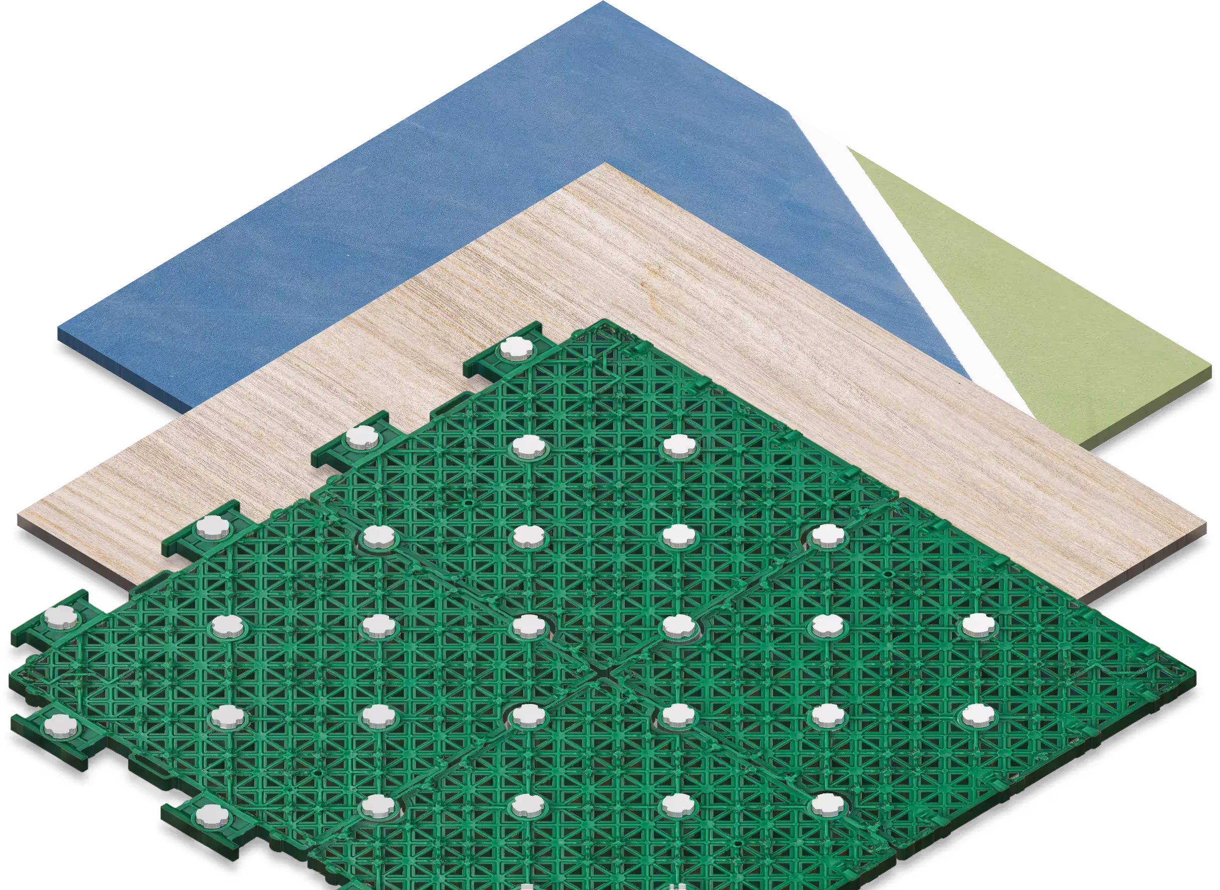 A set of three different coloured tiles.