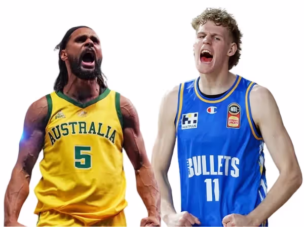 2 basketball players screaming