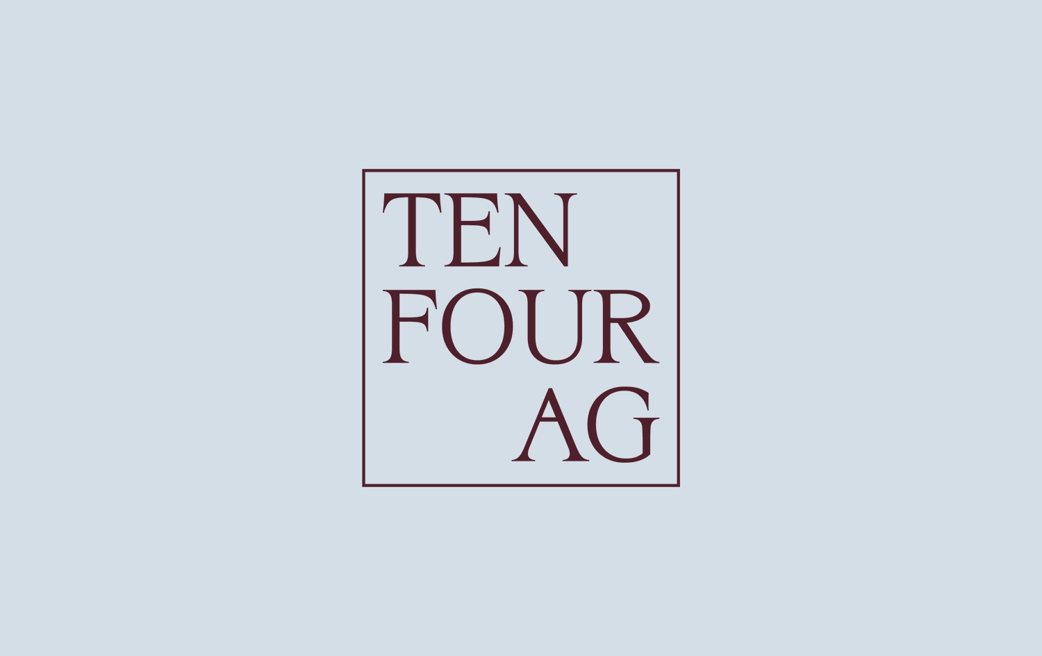 Ten Four Ag boxed logo lockup on a pale blue background