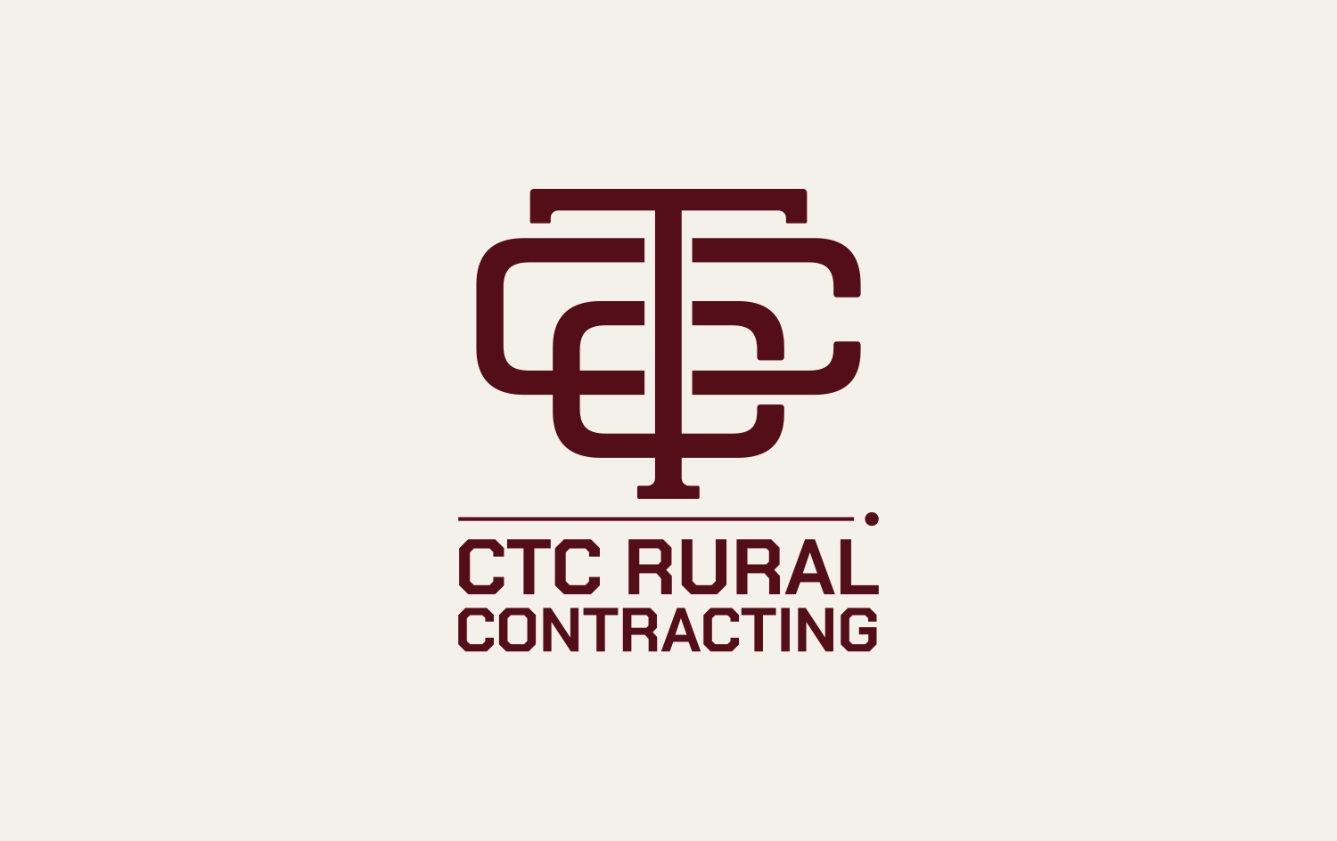 CTC Rural Contracting primary logo, a stacked CTC monogram in dark red