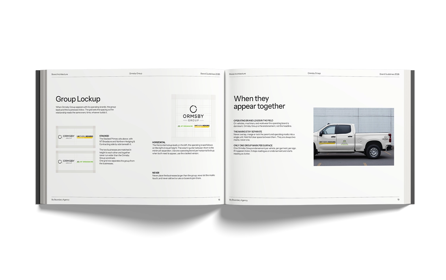 Ormsby Group brand guidelines, partnership placement with NT Broadacre & Northern Hedging and Contracting 