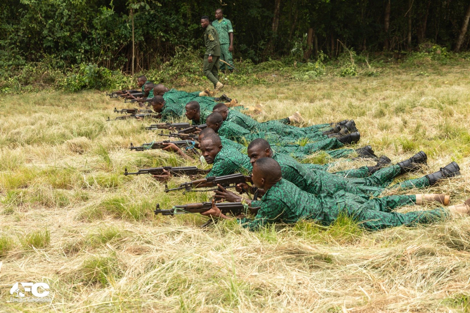 The Rapid Response Unit of the Forestry Commission receives training for anti-Galamsey operations. Credit: Forestry Commission Ghana.