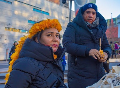 Puyr Tembé at the March for Biodiversity and Human Rights, Montréal. Credits: Kamikia Kisedje/APIB