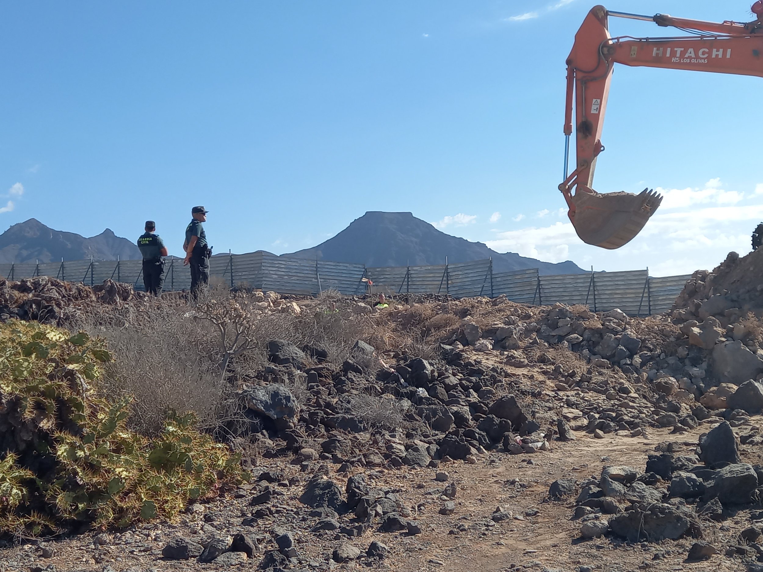 A digger undertakes construction work in El Puertito
