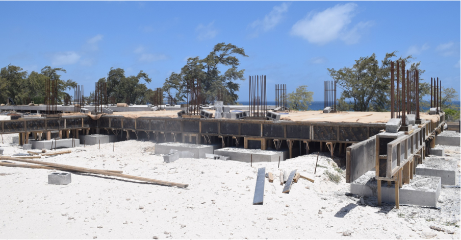 Construction on Assomption Island, 27km from Aldabra.