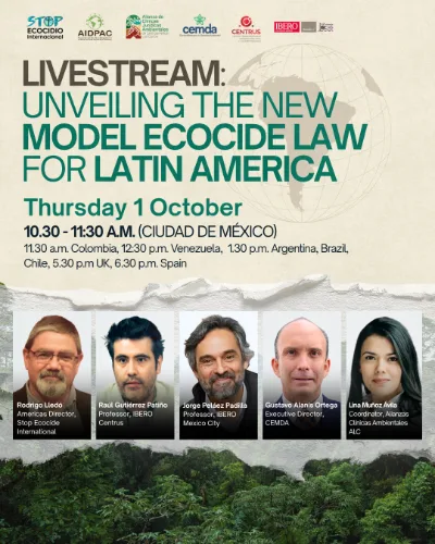 Retransmisión en directo: Presentación del nuevo modelo de ley sobre ecocidio para América Latina