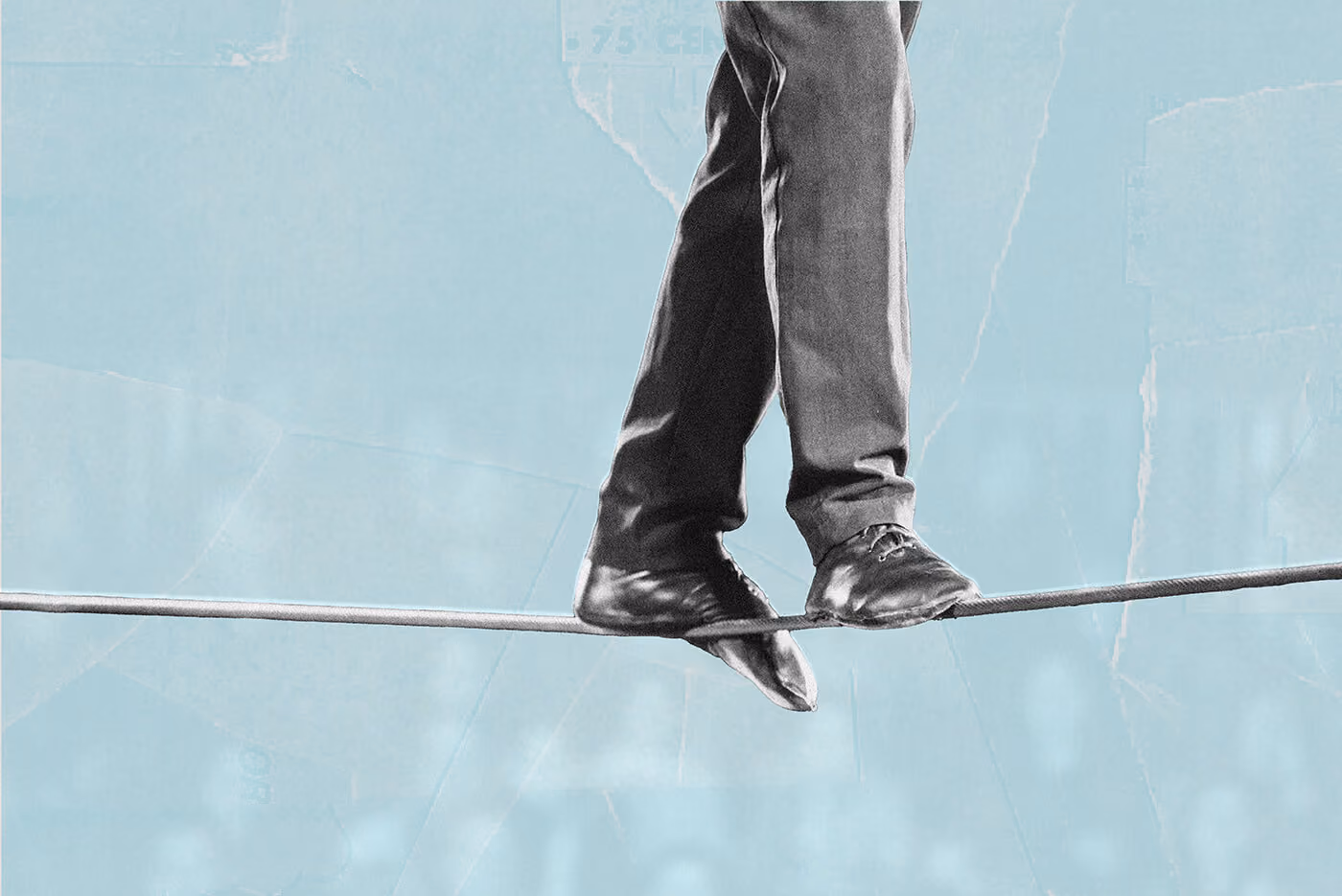 Lawyer balances on a tightrope