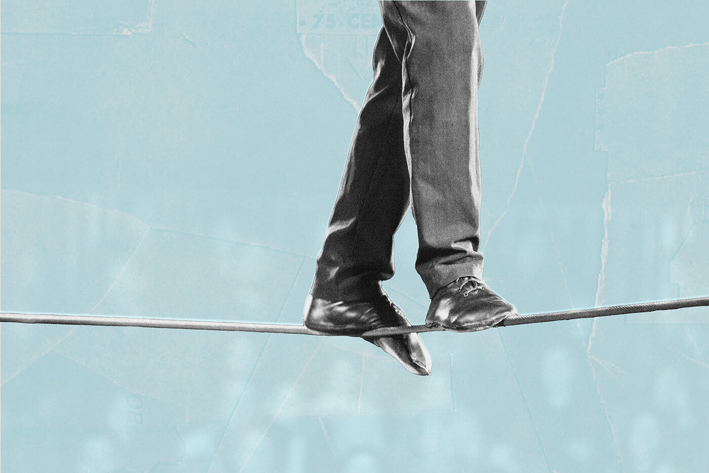 Lawyer balances on a tightrope