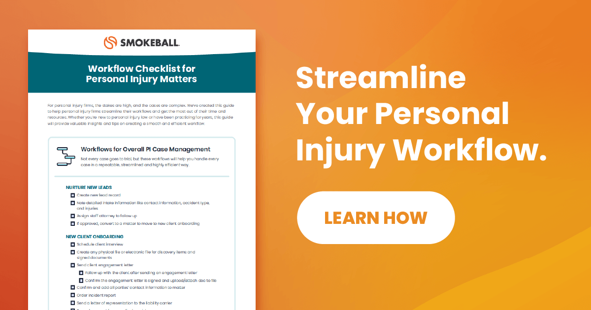 Download: Smokeball's Personal Injury Workflow Checklist