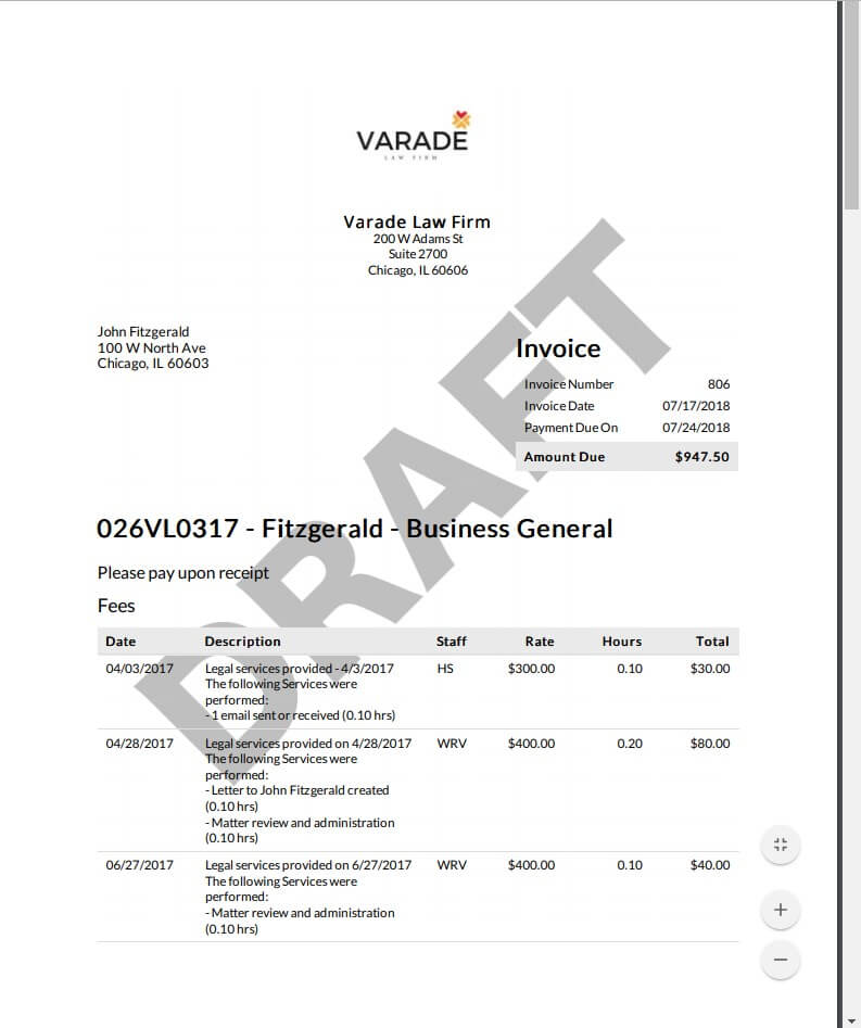 Smokeball-Billing-invoice
