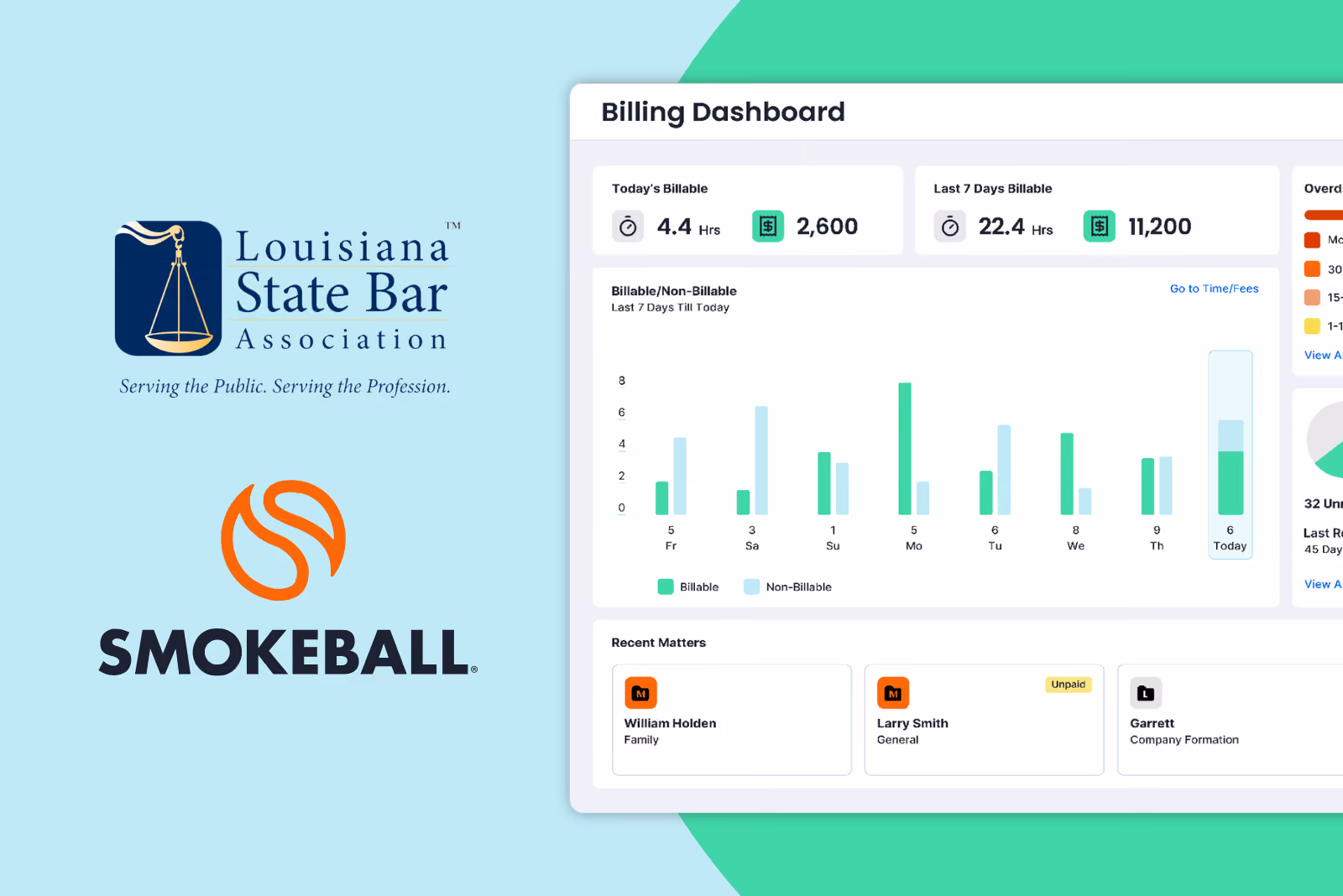 The Louisiana State Bar Association Partners with Smokeball to Grant All Members Free Access to Trust and Billing Software.
