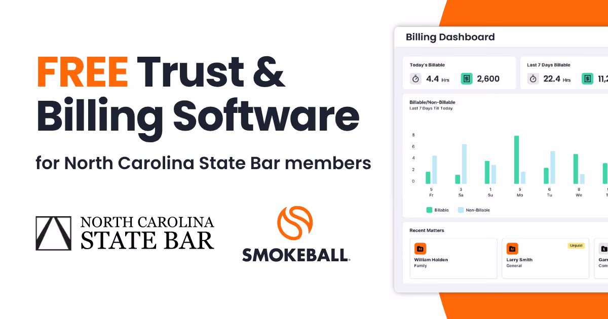 North Carolina State Bar and Smokeball Partner to Provide Free Member Access to Trust and Billing Software