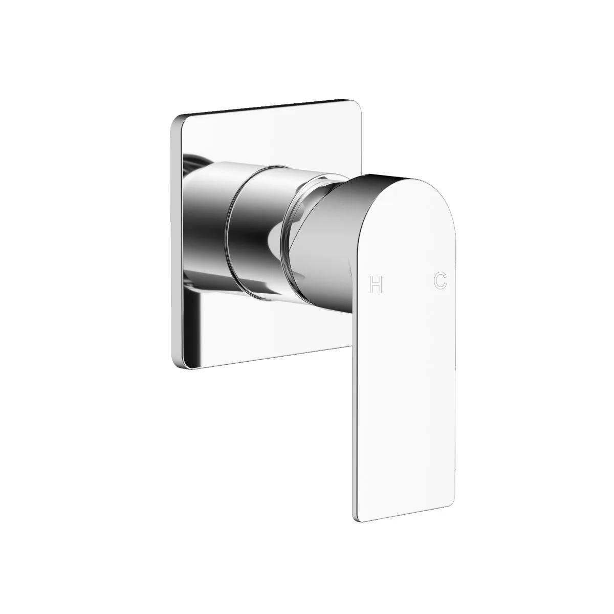 Brizo wall mixer in polished chrome with square backplate and arched lever handle