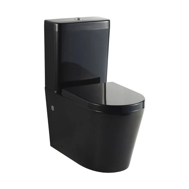 Cube curved back to wall toilet suite in black with rounded pan and seat