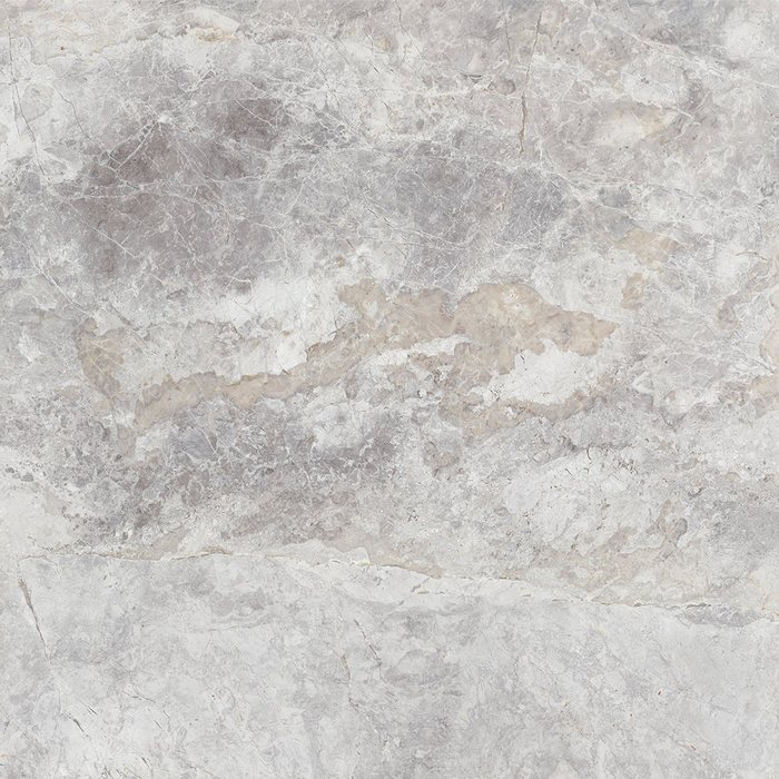Stoneworld Tundra Grey limestone look porcelain tile swatch, soft grey stone with subtle mottling