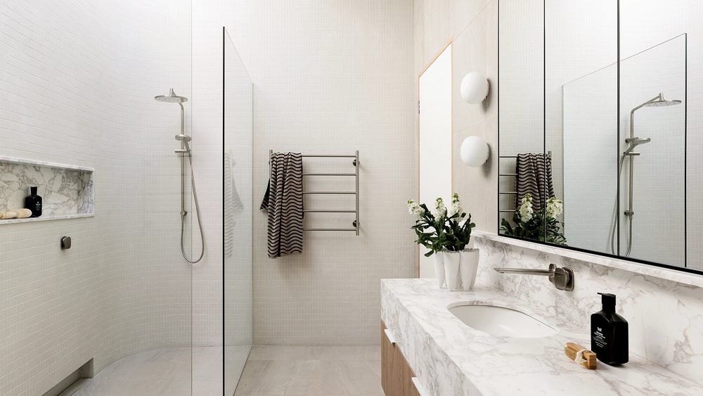 Phoenix Ormond rail shower in a tiled shower recess