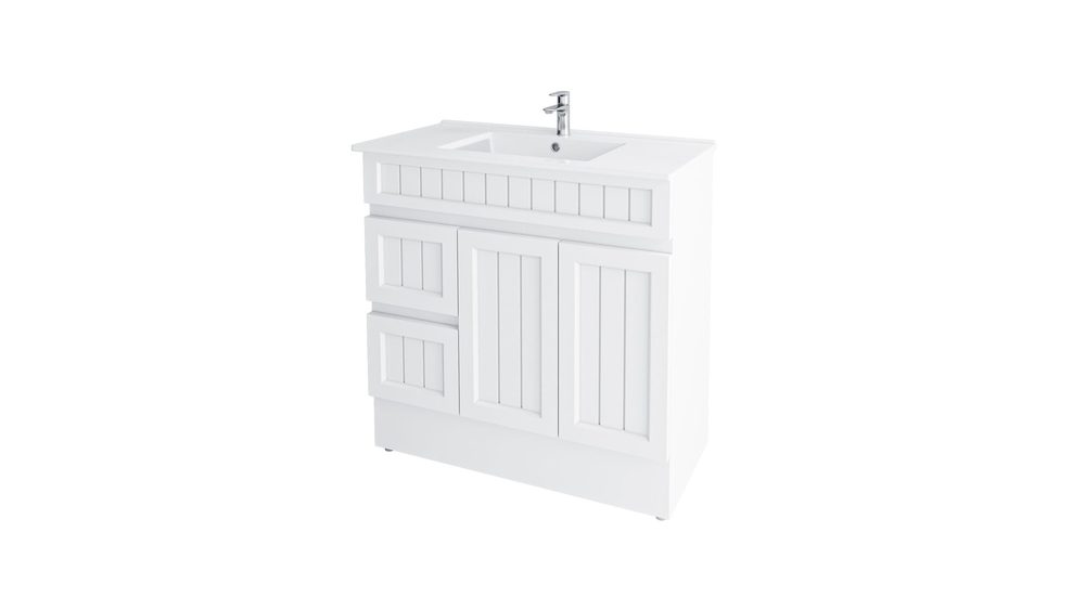 Alpine PVC waterproof vanity in white with a ceramic top