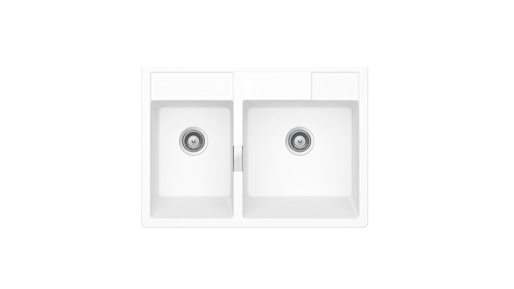 Abey Schock granite composite double bowl kitchen sink in white