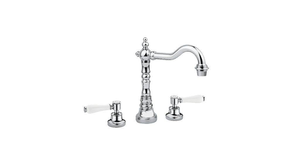 Abey Provincial three piece tapware set with lever handles in chrome