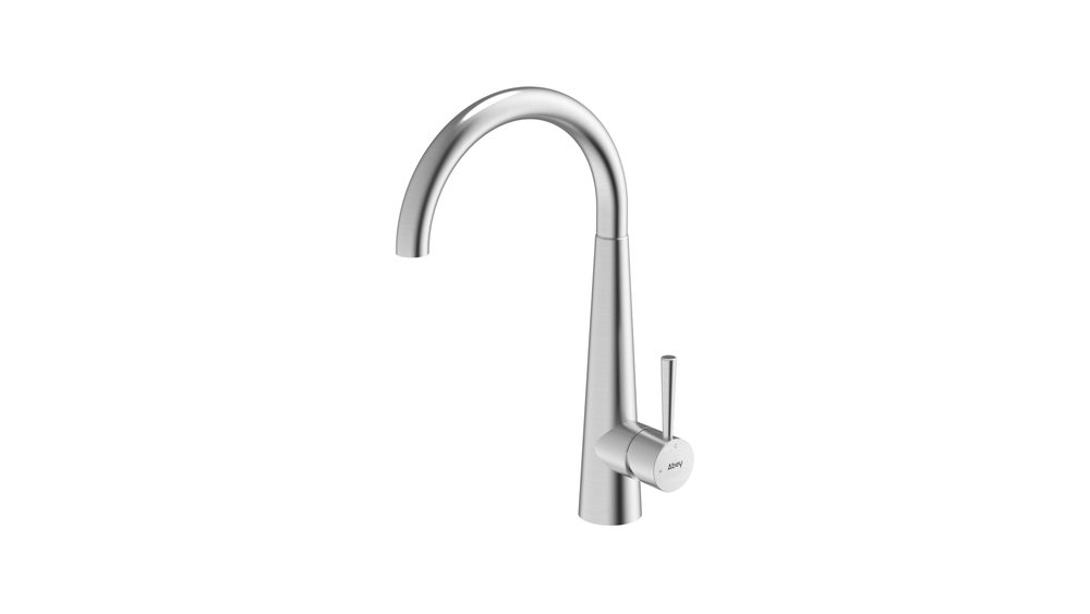 Abey gooseneck kitchen mixer with pull out spray in chrome