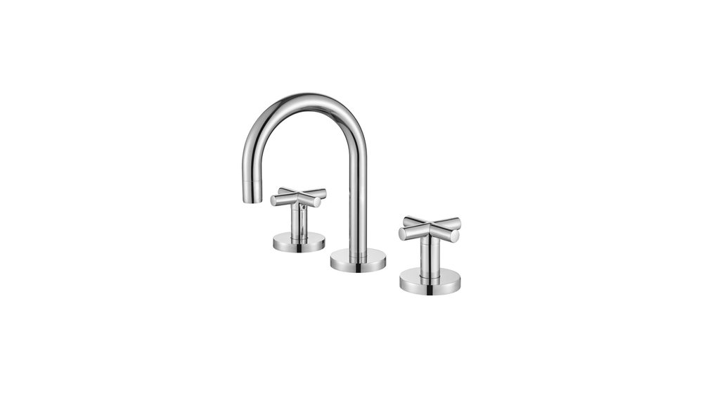 Modern National Ryker three piece basin set with cross handles in chrome