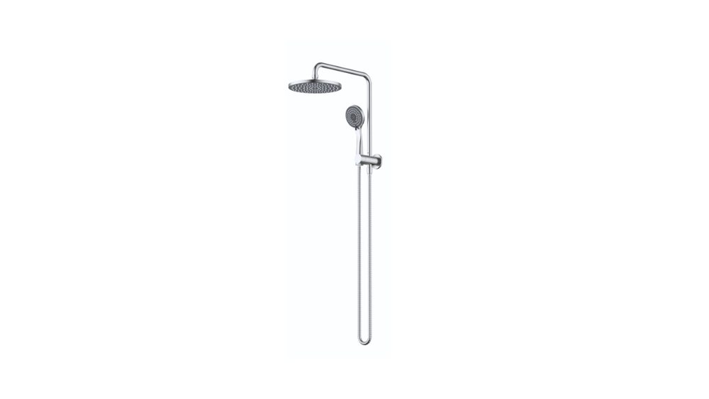 Prise by Modern National shower rail set with overhead rose in chrome