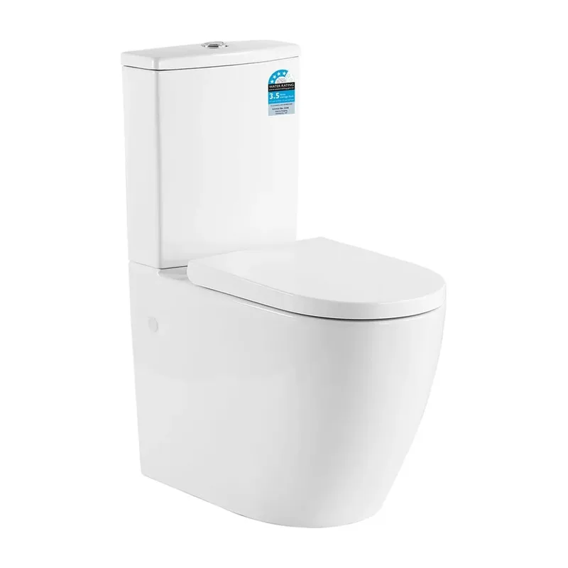 Extra height back to wall toilet suite in white with a close fitting cistern and soft close seat, shown on its own